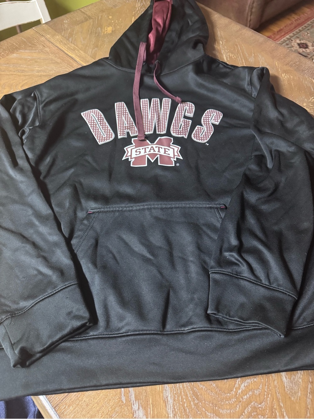 Men's Black 'DAWGS' Hoodie with Maroon Accents Mississippi State